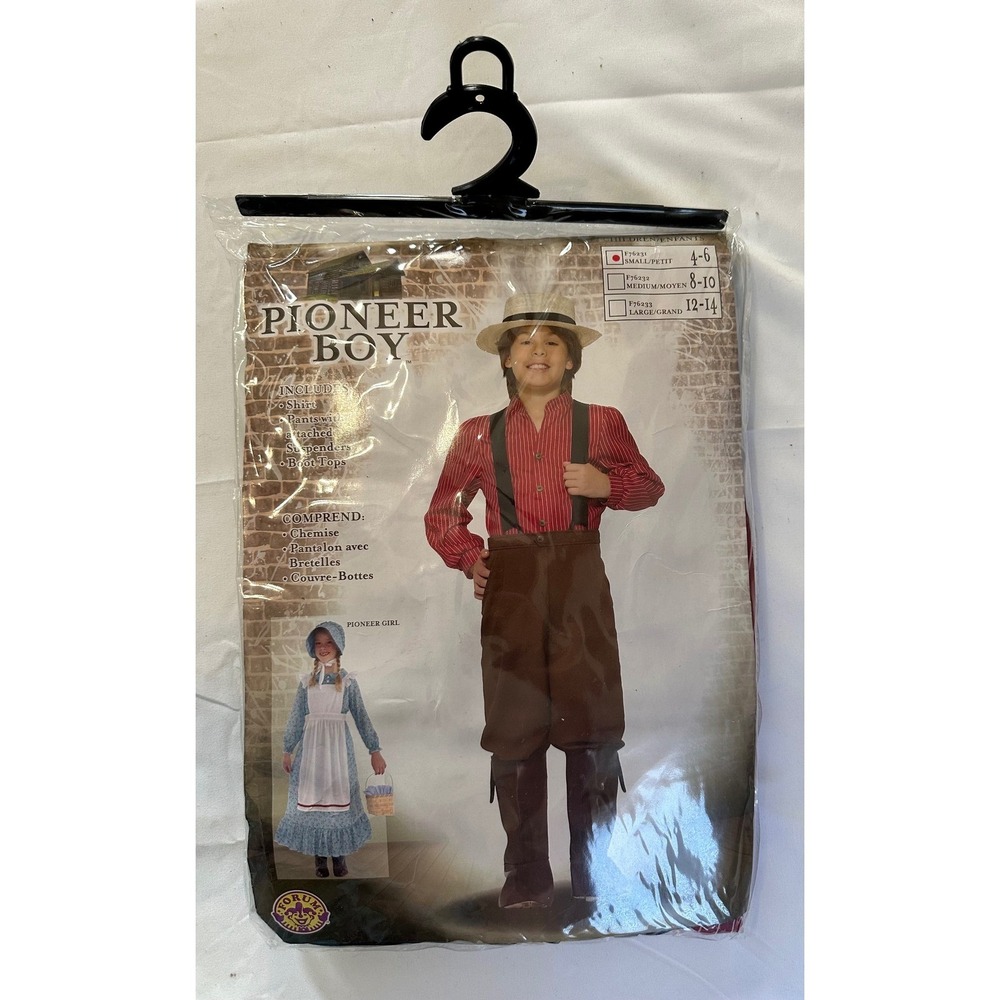 Pioneer Boy Costume Kids Halloween Dress Up Outfit Small‎ 4-6 Shirt Suspenders